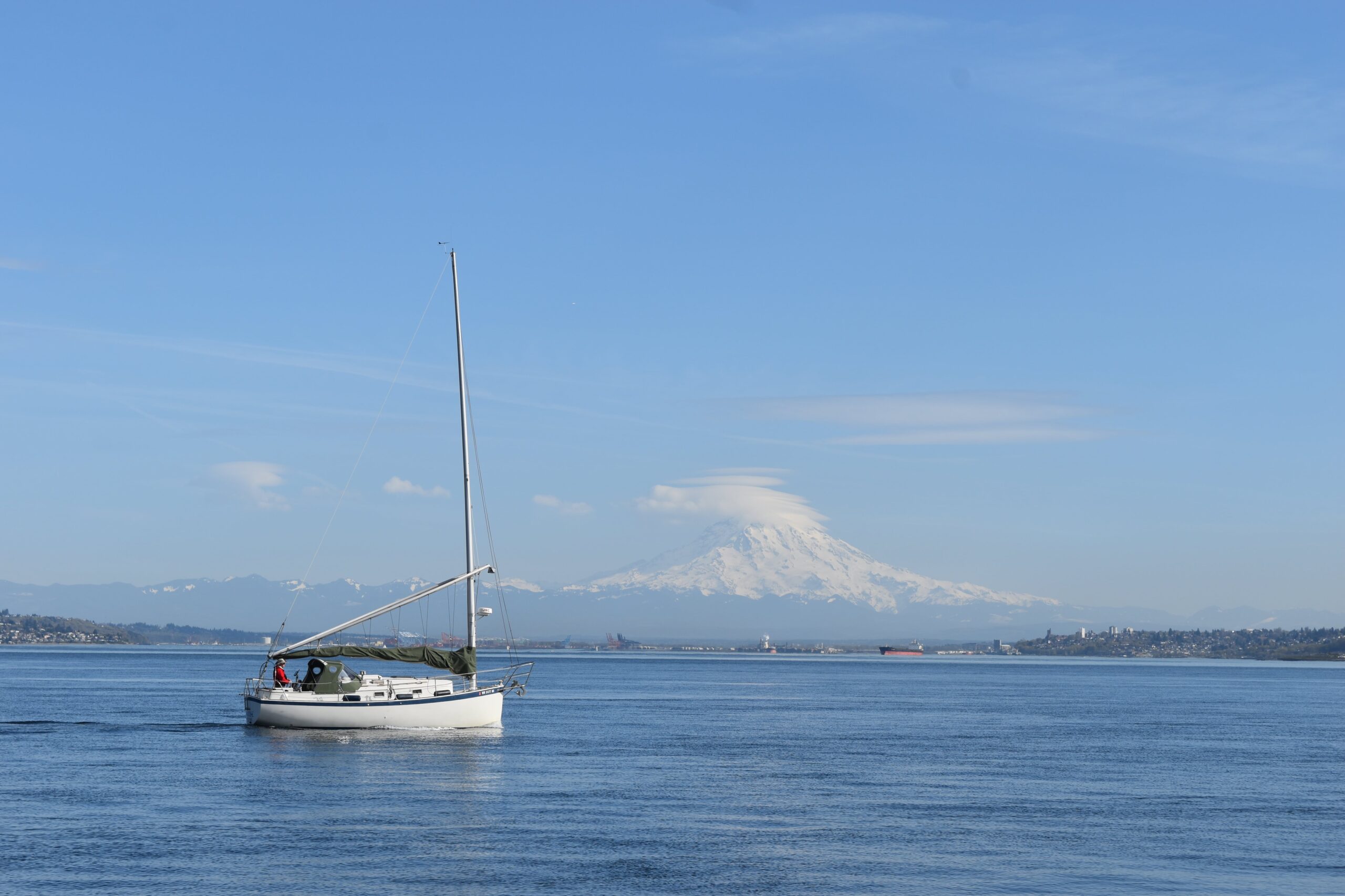 Swoose with Mt. Rainier and Tacoma